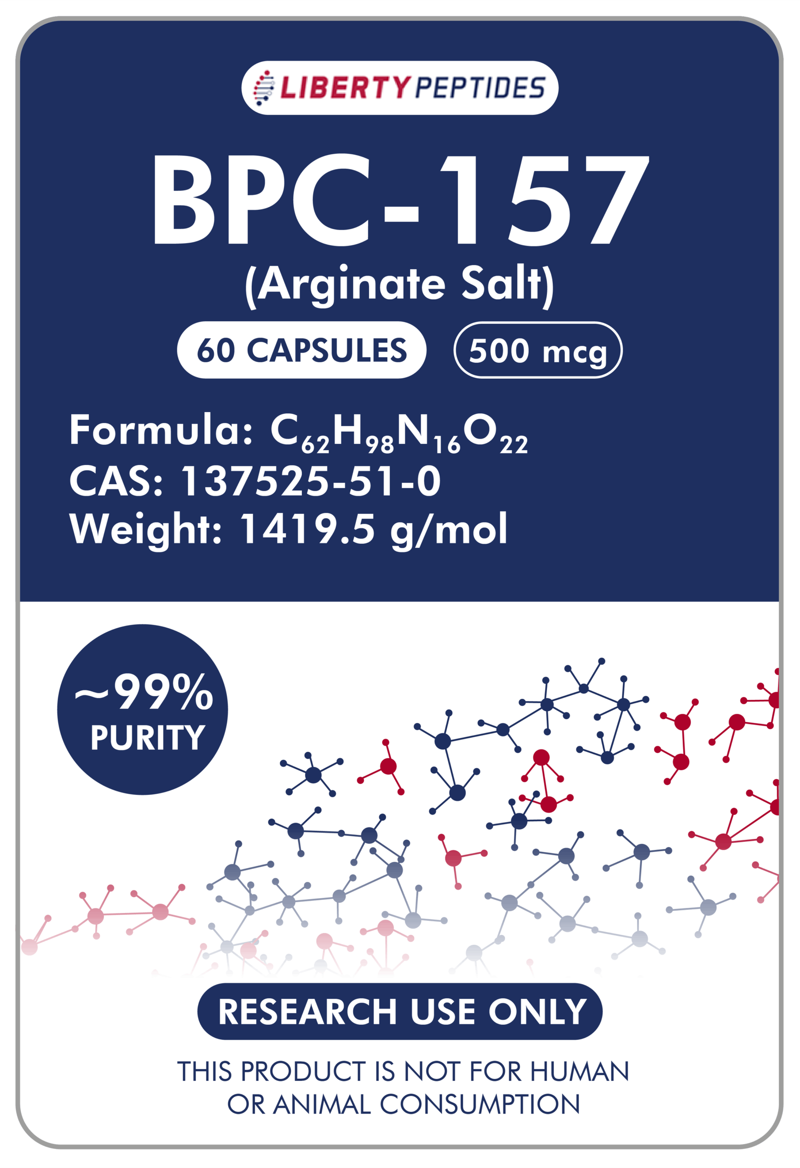 BPC-157 (Arginate Salt) (500mcg x 60 Capsules)